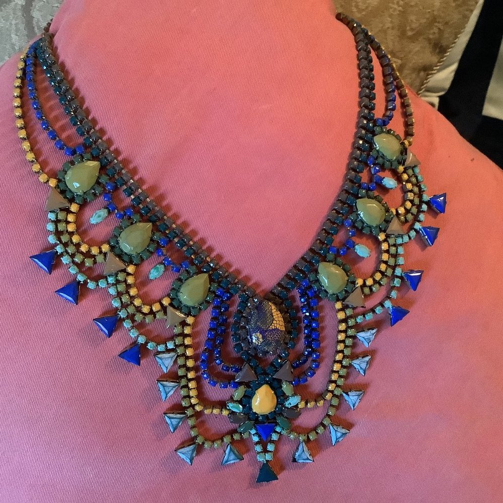 Bold Blues and greens Mimmi & Kinki Bib Necklace